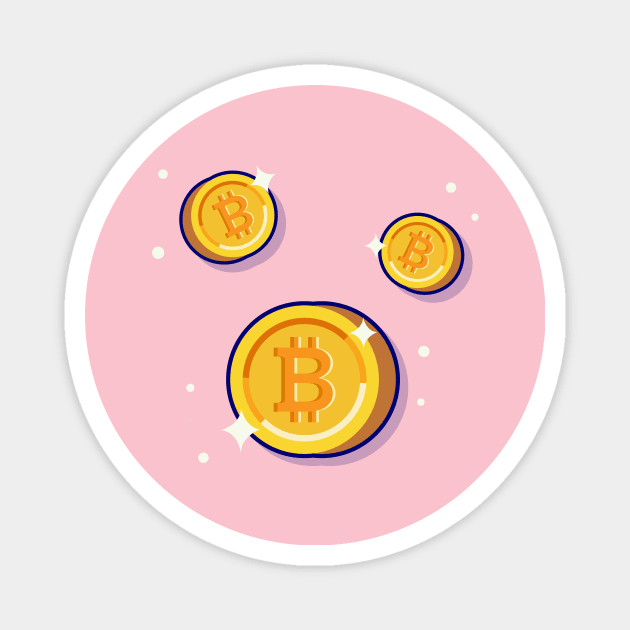 Gold Bitcoin Cartoon Vector Icon Illustration Magnet by Catalyst Labs